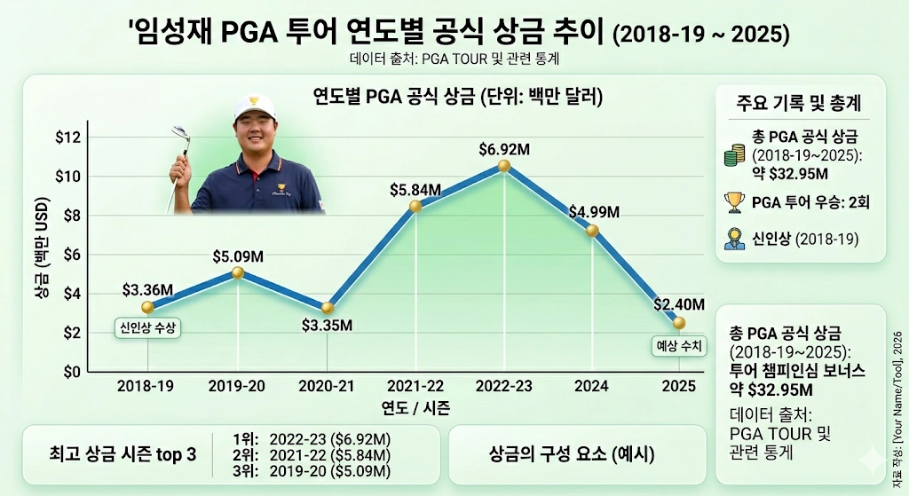 누적상금 5000만 달러의 골프선수 임성재 프로 프로필 & 클럽 퍼터 골프화 와이프 일정 고향 군대 수상 PGA 임성재 상금 추이