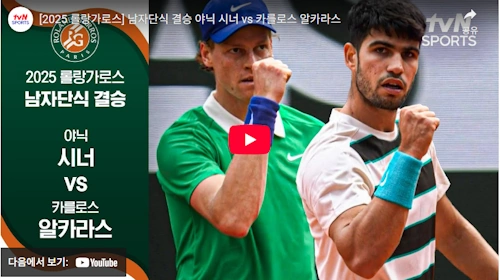 2025 롤랑가르스 카를로스 알카라즈 야닉 시너 명승부 영상 