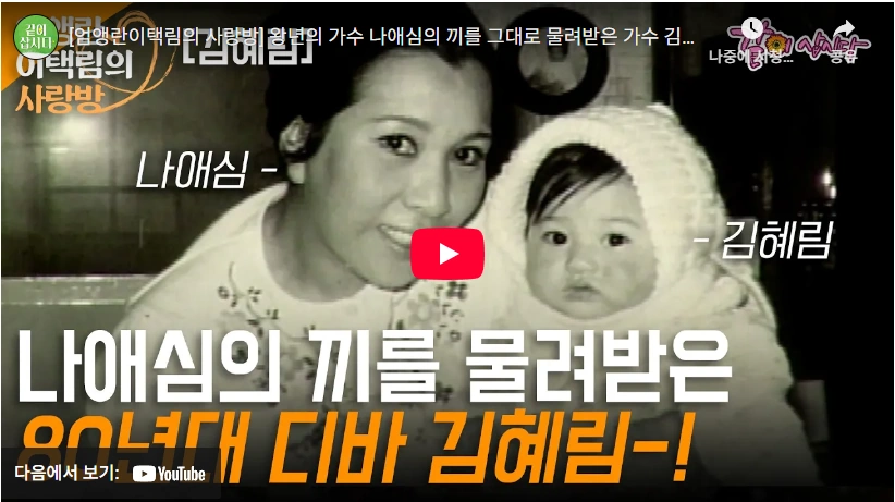 미혼모 나애심의 딸로 태어난 디디디 가수 김혜림 프로필 & 결혼 나이 집안 수상 작품활동 90년대 디바 김혜림